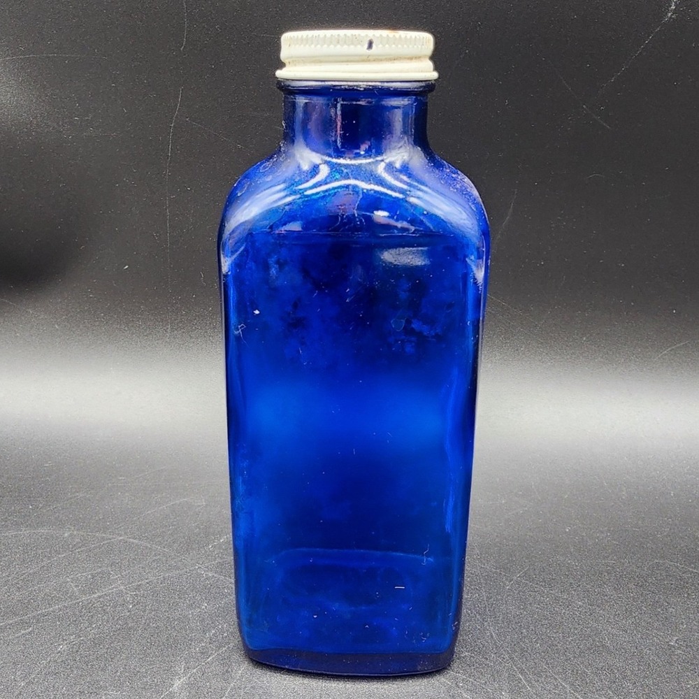 Vintage Cobalt Blue Glass Bottle Apothecary Medicine Jar Decorative Curio Art